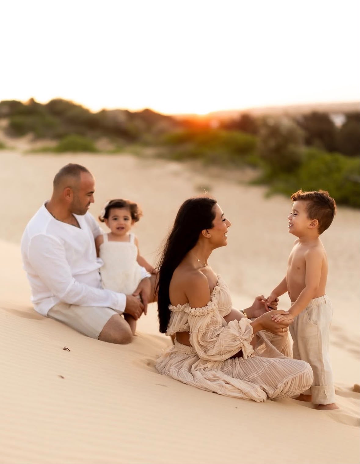 A family together at golden hour